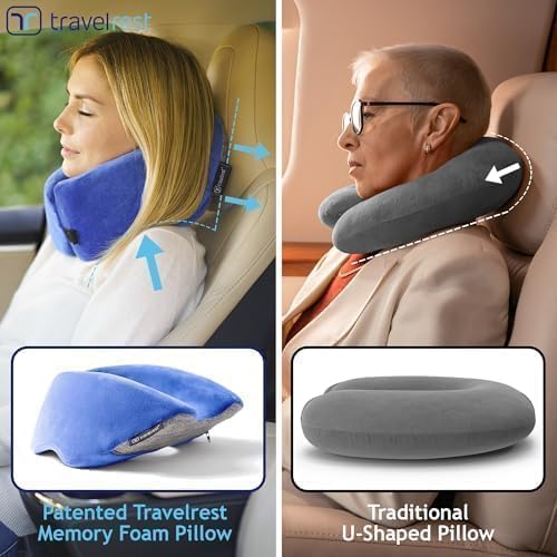 TRAVELREST Nest Neck Pillow Travel Essentials - Memory Foam Support - Blue | Breathable, Compact, Soft and Comfortable Design, Head & Shoulder Support For Long Flight Travel, Lightweight Washable Cover - Image 8