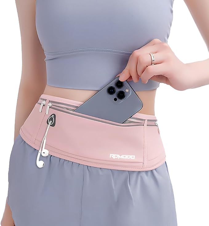 Running Belt Fanny Pack for Women, Water Resistant Waist Pack, Pink | Large Capacity, Waist Pack for iPhone Samsung Series, Lightweight Running Phone Holder, Slim Money Belt for Hiking Outdoor - Image 6