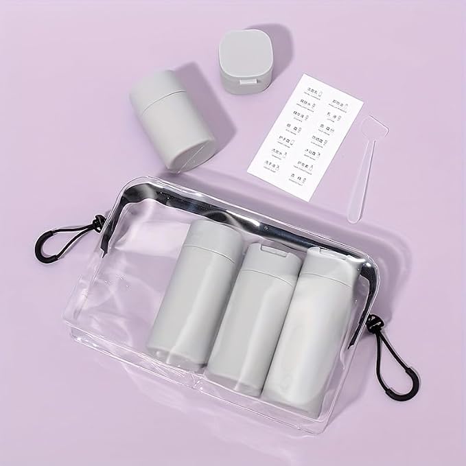 5pcs Travel Cream Dispenser Bottles Set Travel Bottles Toiletry Containers Set, TSA Approved, Travel Essentials - Image 3