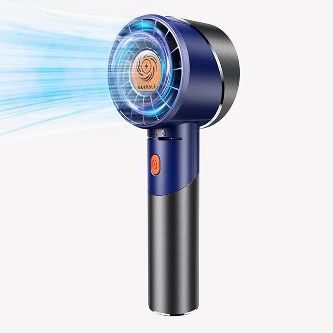 Handheld Fan,Portable Turbo Fan,Powerful Personal Fan(7000rpm High-Speed Motor,Battery Work 3-16 H),USB Rechargeable Mini Handheld Fan for Travel/Outdoor/Gift/Makeup (Navy Blue) by Guirble
