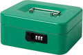 Jssmst Medium Cash Box with Combination Lock - Durable Metal Cash Box with Money Tray Green,7.87 x 6.3 x 3.35 inches by Jssmst