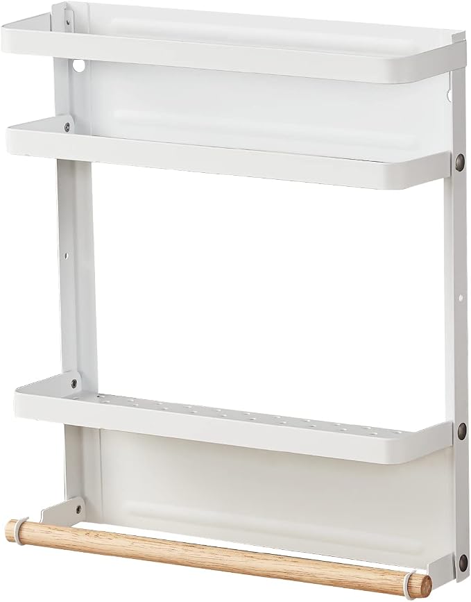 Magnetic Spice Rack Organizer Single Tier Refrigerator Spice Storage Shelf, Easy to Install The Side of The Refrigerator Can Hold spices, Jar of Olive Oil (White L) by Hoopoton