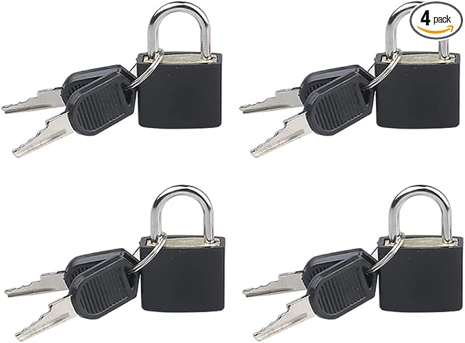 4 Pcs Small Metal Luggage Padlocks Mini Suitcase Locks Classroom Matching Game Locks with Keys for School Gym Black by GSHLLO
