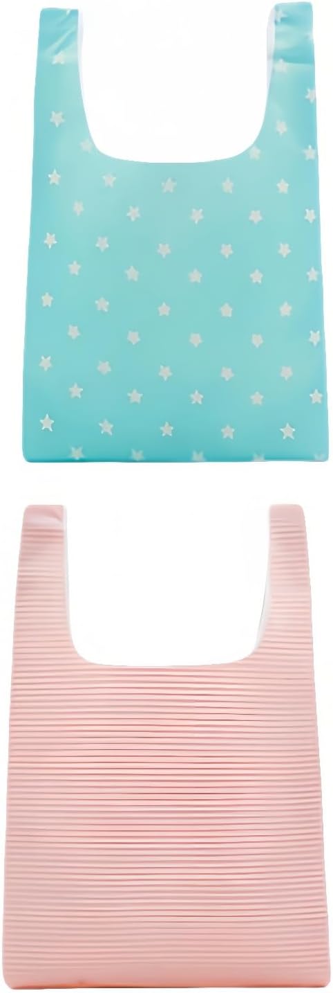 2 Pack Reusable Foldable Grocery Bags - Waterproof 20x14 Inch Tote with Pockets by FANBODTA