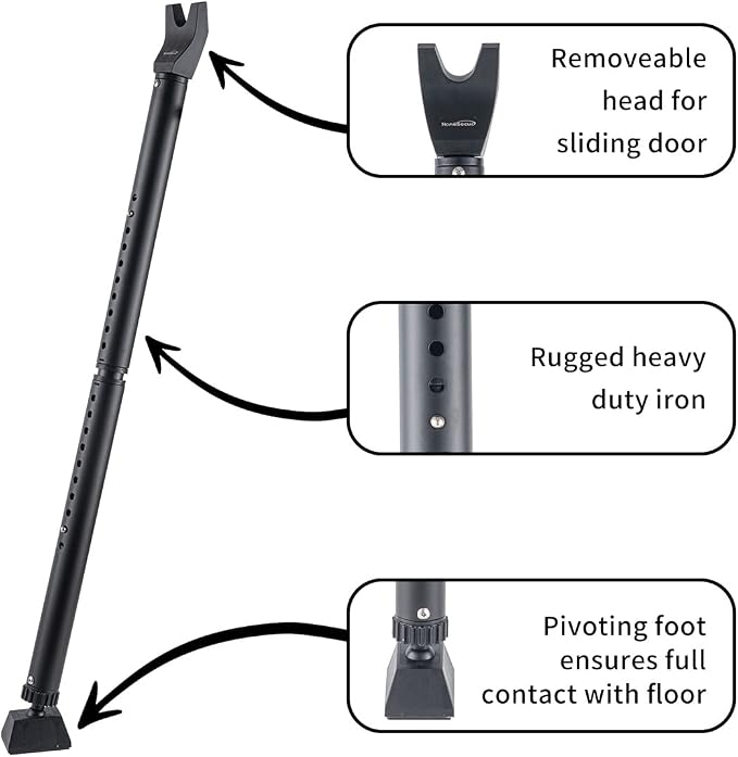Door Security Bar 2 Pack Adjustable Door Jammer Door Stopper | Sliding Door Security Bar Barricad 2 in 1 Heavy Duty Window Security for Home Patio Door Apartment Travel Hotel Dorm - Image 4