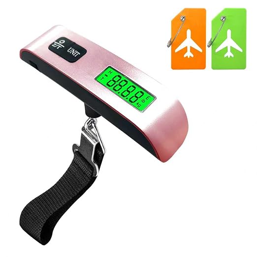 Luggage Scale, Portable Luggage Weight Scale with 2 Luggage Tags, LCD Weight Display and 4 Unit Switching Functions, 110lb Luggage Scale Travel Digital for Luggage, Travel,Backpacks, Handbags(Pink) - Image 2