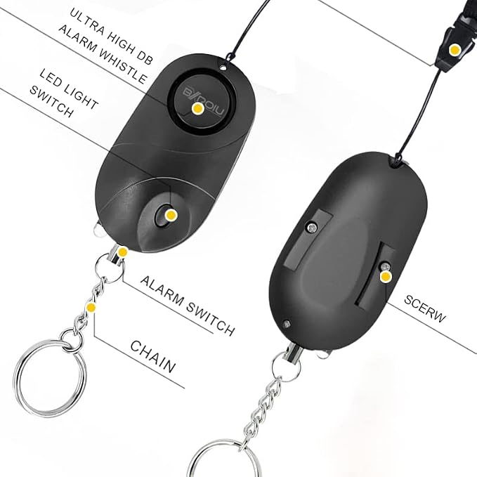 BXROIU 2 Pack Personal Safety Alarm for Women (Rose Gold + Black) | Loud Keychain Emergency Alarm with LED Light, Portable Safety Siren for Walking, Travel, Jogging & Night Safety - Image 2