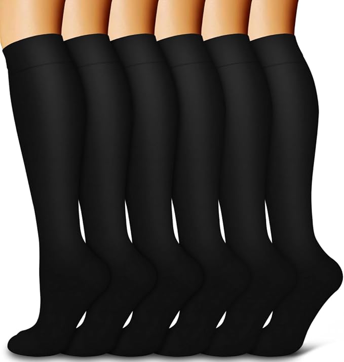 6 Pack Copper Compression Socks for Women and Men Circulation-Best Support for Medical,Running,Nursing,Athletic by Bluemaple