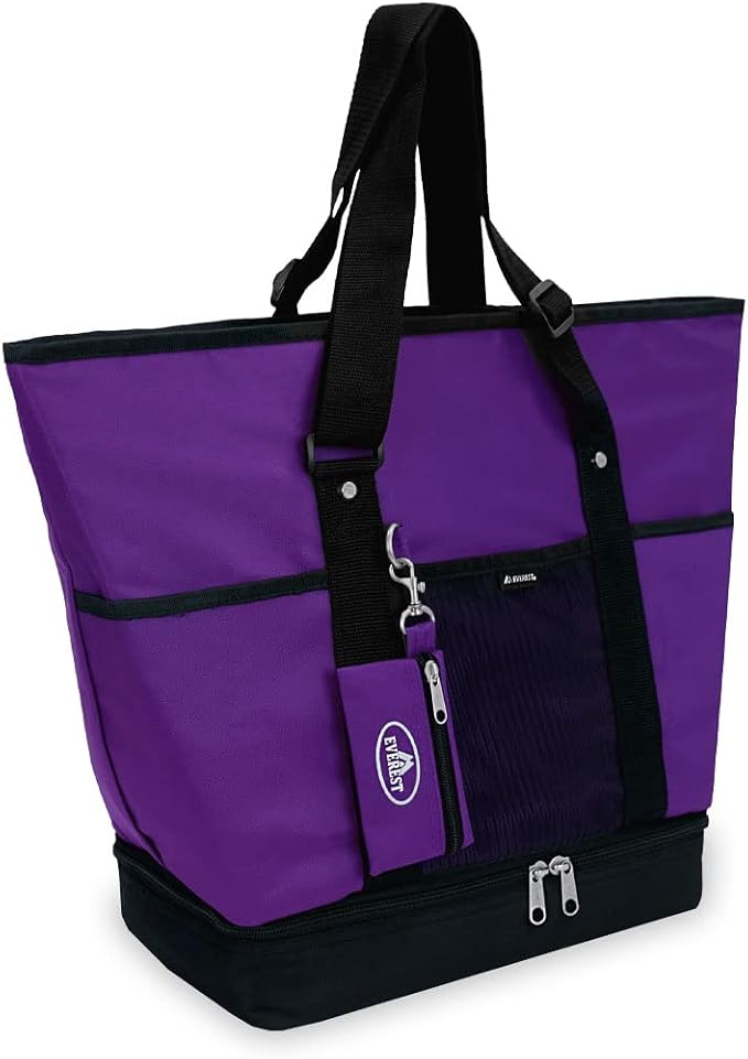 Everest Luggage Deluxe Shopping Tote, Dark Purple/Black, Dark Purple/Black, One Size by EVEREST%C2%AE+Retail