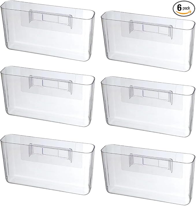 6 Pcs Adhesive Cabinet Door Organizers 8 Inch Clear Storage Bins | Without Drilling, Acrylic Wall Mount Organizer , for Kitchen Bathroom, Bedroom Living, Room, Kitchen Organization by Vankcp