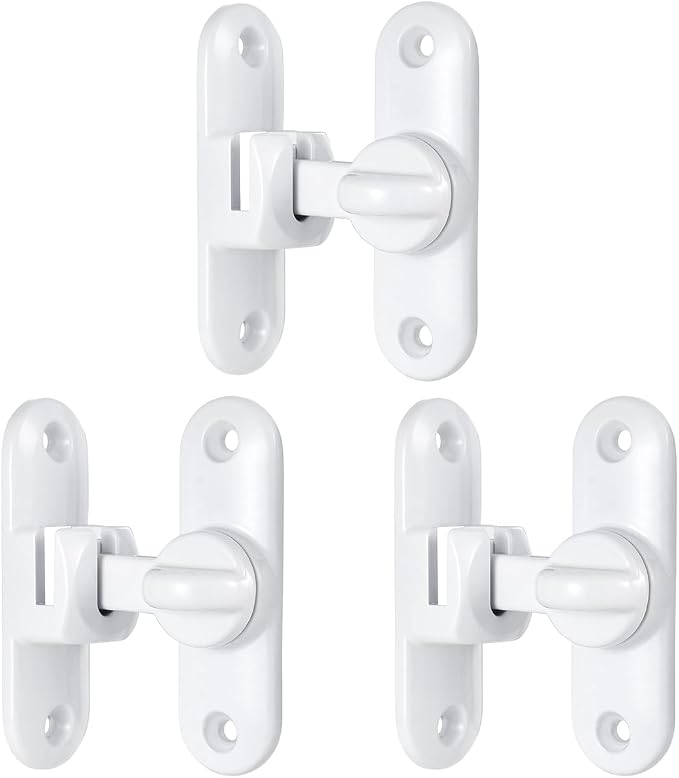 3 Pcs White 90/180 Degree Sliding Door Latches,Zinc Alloy Flip Latch | Barn Door Latch,Cabinet Lock,Right Angle Door Lock,for bedroom,cabinet,drawer,Gardens,Wine Cabinet,garage,window,Pet Cage - Image 8
