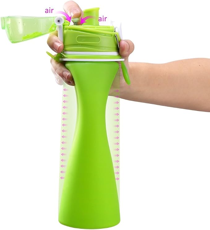 Valourgo Collapsible Water Bottle, Silicone Foldable with Leak Proof Valve BPA Free, Aqua Blue, 21 oz - Image 3