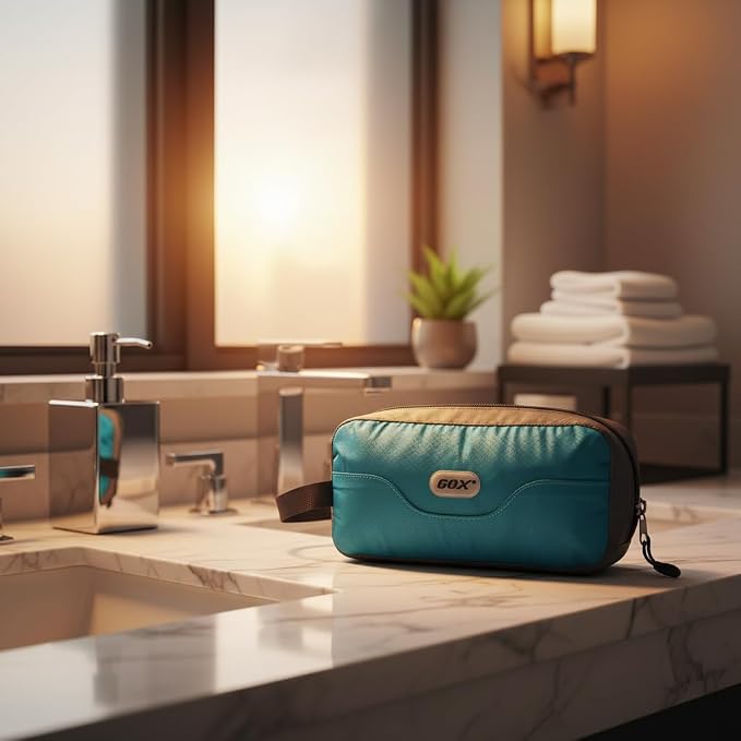 GOX Travel Small Toiletry Bag for Men Nylon Dopp Kit Medicine Bag Travel Organizer Pouch Shave Kits for Teens Toiletry Essentials Bathroom Compact (Peacock, 7.9 * 3.7 * 2 Inches) - Image 2