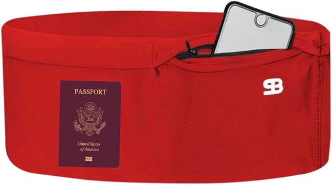 Running Belt Money Belt 4-Pocket Phone Holder | No-bounce Fanny and Waist Pack, 4 Large Security Pockets and Zipper, Fits All Size Phones Travel Documents and Passport by Stashbandz