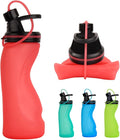 E-Senior Collapsible Water Bottle BPA Free - Foldable Water Bottle for Travel Sports Bottles with Triple Leak Proof Lightweight 17oz (Upgraded Fire Red) by SpacingSavingHelper