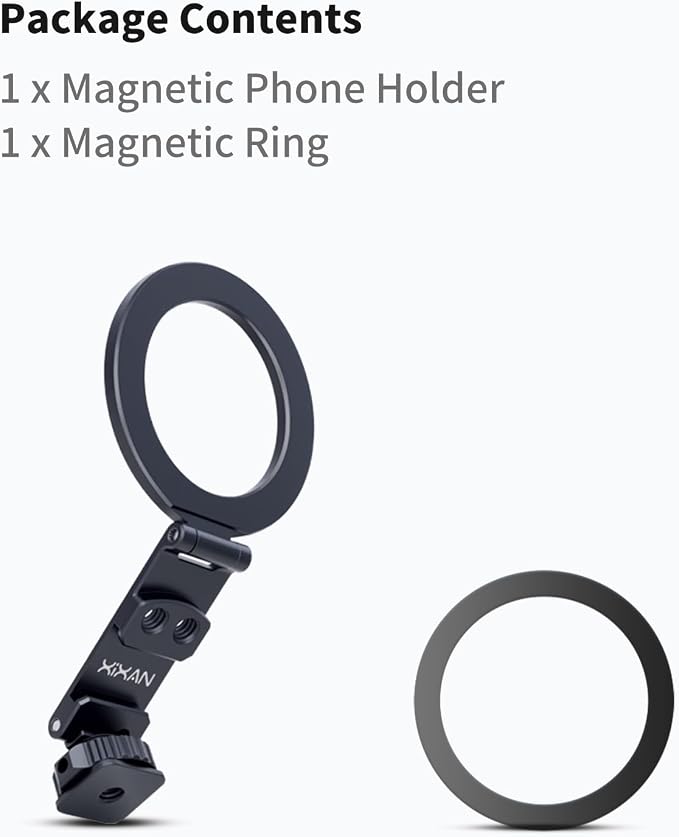Universal Magnetic Phone Holder with Tripod & Camera Mount Adapter | Aluminum, 1/4" Thread & Cold Shoe, Fits iPhone MagSafe, 360° Rotatable, Foldable, Portable Design for Photography/Video/Vlog - Image 9