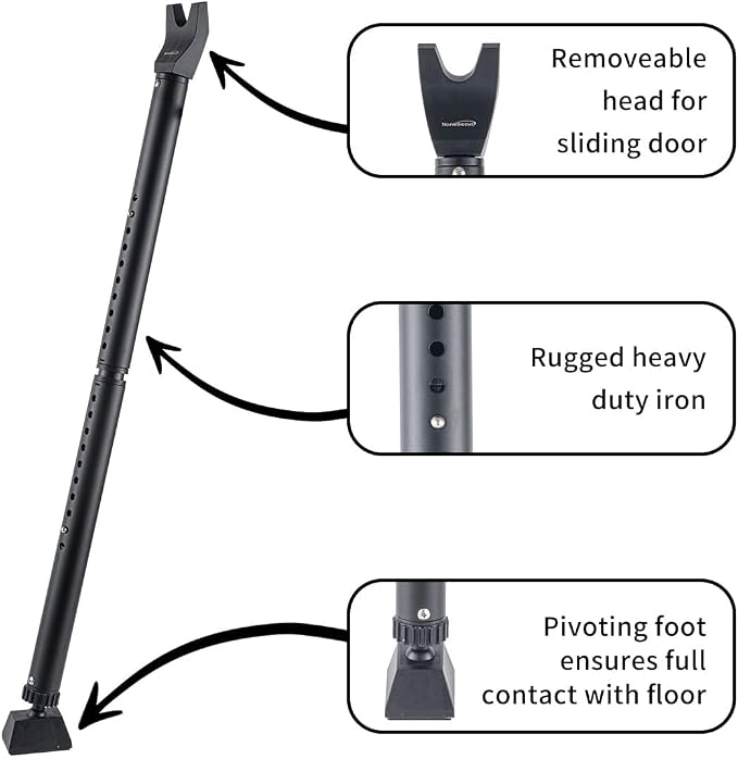 Door Security Bar Adjustable Door Jammer Door Stopper | Sliding Door Security Bar Barricad 2 in 1 Heavy Duty Window Security for Home Patio Door Apartment Travel Hotel Dorm - Image 6
