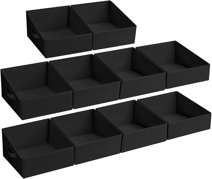 DIMJ Closet Storage Bins 10 Pack - Fabric Storage Baskets for Shelves, Collapsible Clothes Organizer with Handles, Trapezoid Shelf Organization Storage Cubes for Purse, Toys, Books, Towel, Clothes by DiMJ
