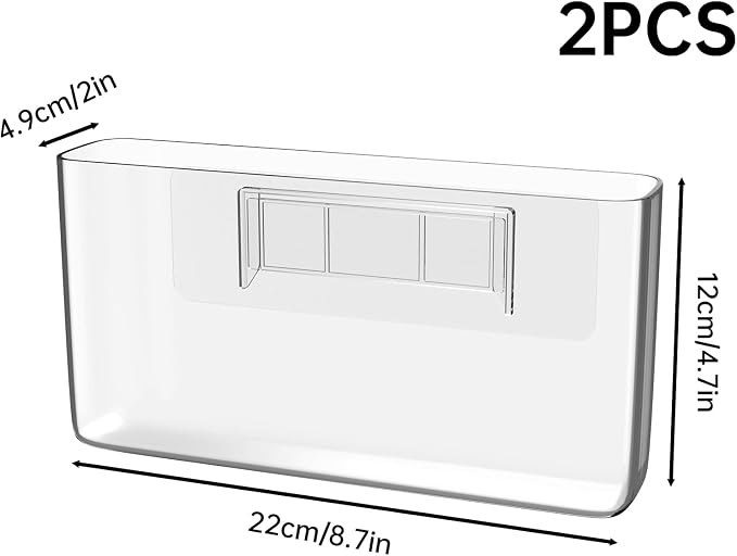 NiHome Acrylic Wall Mount Organizer 2-Pack, Slim Multi-Use Over Cabinet Storage Bins No-Drill Installation, Versatile Use for Kitchen, Bathroom, Office Perfect for Small Accessories (Clear) - Image 7