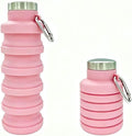 YCT Collapsible Water Bottle 17oz（500ml），Travel Portable Sport Water Bottle，Reusable Silicone Foldable Water Bottles for Gym Camping Hiking (Pink) by YCT