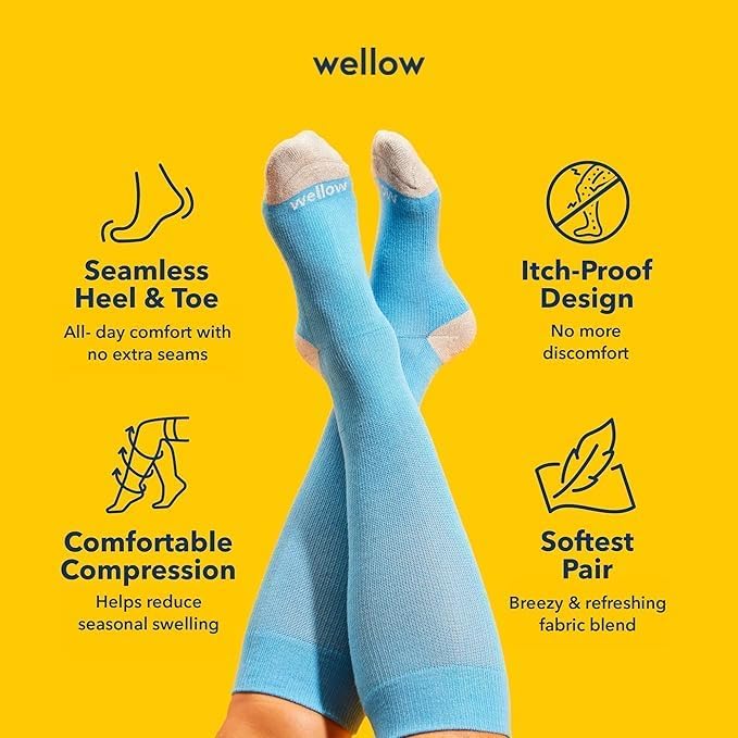Wellow Knee High Compression Socks for Men & Women, 18–25 mmHg, Bamboo Viscose, Swelling Relief - Image 3