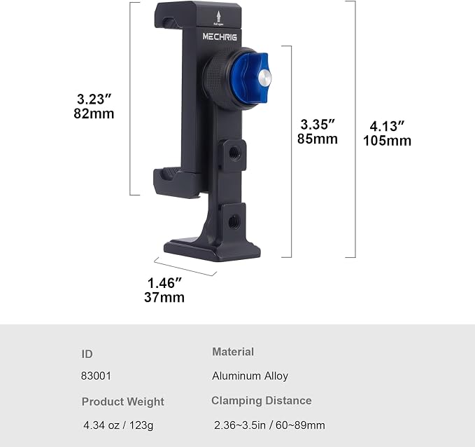 360 Rotation Aluminum Alloy Phone Mount Clamp with Cold Shoe & Arca Plate - Universal Horizontal/Vertical Holder for iPhone Samsung Vlog Live Streaming Camera Accessories 83001 - Image 9