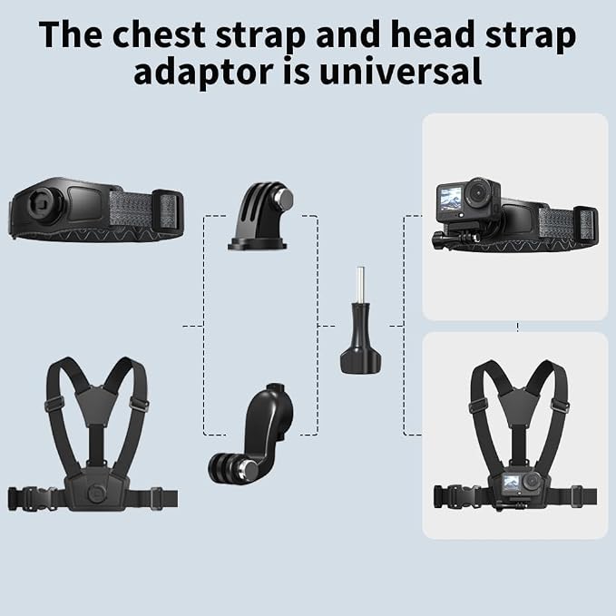 4 in 1 Accessories Kit Set for DJI Action 6/5/4, GoPro Hero 13/12/11/10 and More, Quick Release Head Strap Mount + Chest Mount Harness + Backpack Clip Holder + 360°Rotating Palm Strap - Image 4