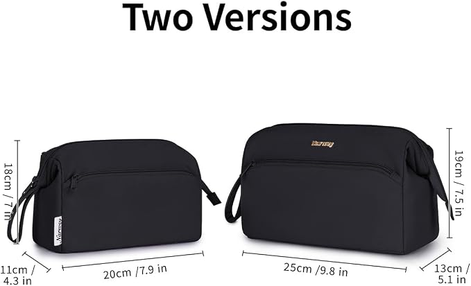 Narwey Large Travel Makeup Bag For Women Girls, Wide Open Cosmetic Bag, Portable Toiletry Bag for Cosmetics, Toiletries, Skincare, Brushes (Black) - Image 3