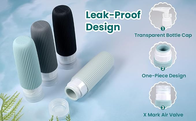 Travel Bottles for Toiletries TSA Approved 3oz Leak Proof Travel Size Toiletries, Travel Essentials with Toiletry Bag for Cosmetic Shampoo Conditioner Lotion - Image 3