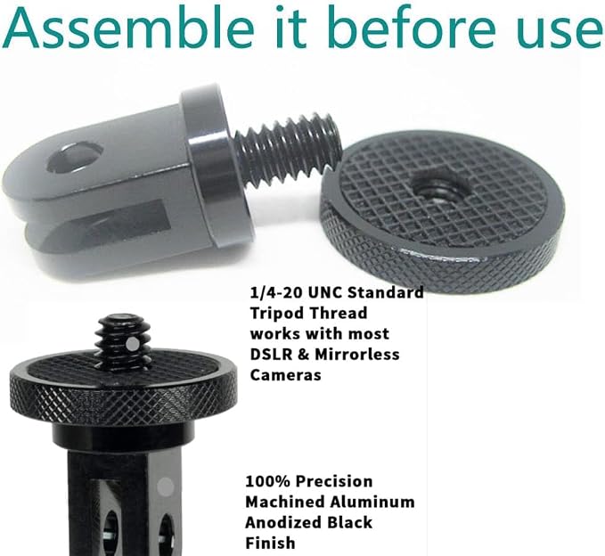 Aluminum Camera Tripod Adapter 1/4"-20 Conversion Adapter Mounts Compatible with Gopro Action Cameras Insta360 and Other Standard 1/4 Accessories, Quarter Inch Mount Adapter (Type AA) - Image 9