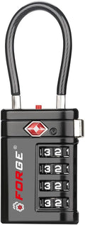 Forge TSA Approved Luggage Locks 4 Digit Combination TSA Travel Locks with TSA008, Open Alert Indicator, Zinc Alloy Body for Luggage, Suitcase, Backpack, and More. 1 Black Lock. by Forge