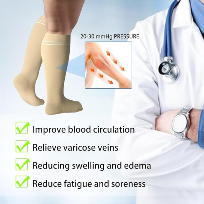 LEVSOX Viscose Made from Bamboo Compression Socks for Pregnant Women 20-30 mmHg Knee High Cute Mens Supports Socks for Travel - Image 6