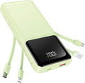 Portable Charger with Built in Cable 20000mAh Fast Charging | Power Bank USB C Slim 22.5W LED Display Battery Pack 5 Outputs & 3 Inputs for Travel Essentials iPhone Samsung Phones Green by RONEGN