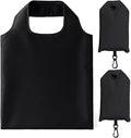 2 Pack Foldable Shopping Bag, Reusable Grocery Tote Bag, Black | Waterproof Nylon, 35 Pounds Weight Capacity, Pocket Size Carrier by Unknown