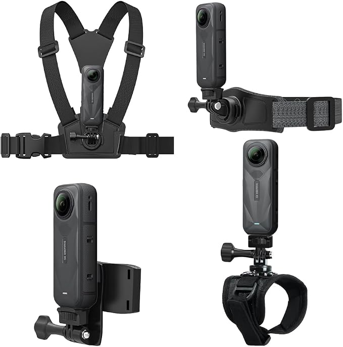 Accessories Kit for Insta 360 X5 Head Strap Mount + Chest Mount Harness + Backpack Clip Holder + 3Rotating Wrist Strap Compatible for Other Action Camera by Rugvis