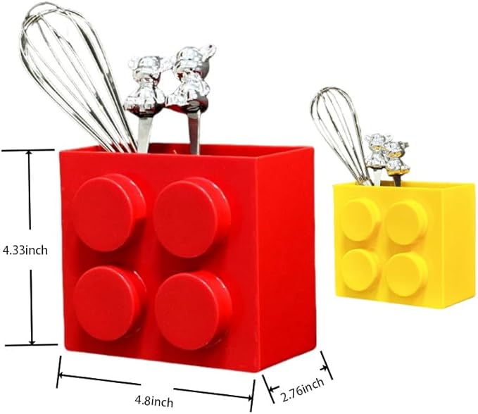 Magnetic Basket Organizer for Fridge - Lego-Style ABS Plastic Storage Box,No Drill Design for Kitchen Counter, Microwave & Whiteboard, Holds Up to 3.5 lbs (Yellow) - Image 7