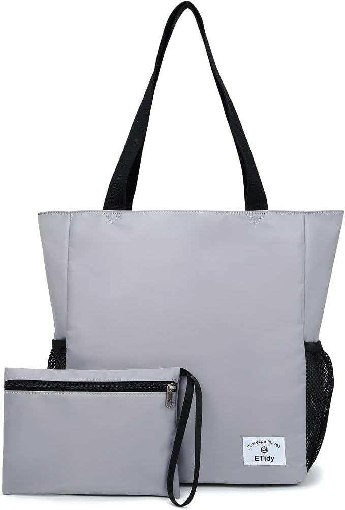 ETidy Large Capacity Foldable Tote Bag With Zipper | Water-resistant, Lightweight, Sandproof, Beach Bag, Gym Bag, Travel Shopping Bag by ETidy