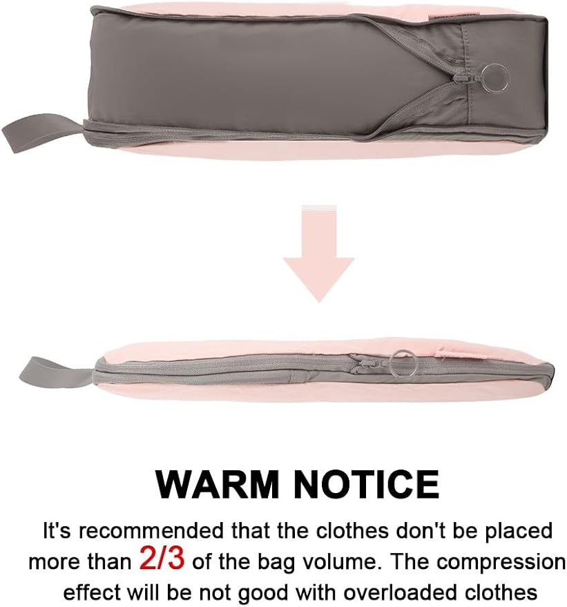 4 Set Compression Packing Cubes, Expandable Travel Organizer Bags, Water-Repellent Nylon, Space-Saving Luggage Set for Suitcase, Carry-on, Home Storage (4, Pink, Compress) - Image 3
