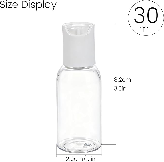 TRENDBOX 30ml / 1oz Transparent Plastic Bottle with Secure Flip Cap, Leak-Proof Travel Container for Shampoo, Lotion, Liquid Soap Refill — DIY Travel Kit (6-Pack) - Image 3