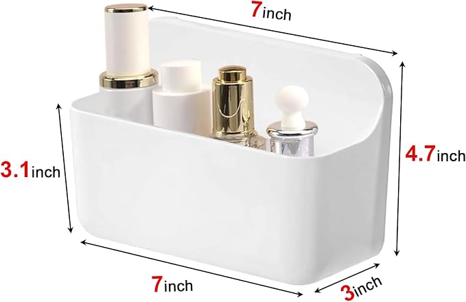 CGBE 2-Pack Cabinet Door Organizer, Self Adhesive Bathroom Shelves, White | Acrylic Shower Caddy, Wall Mounted Storage, No Drilling, Automatic Draining, For Cabinet Door and Shower Wall - Image 2