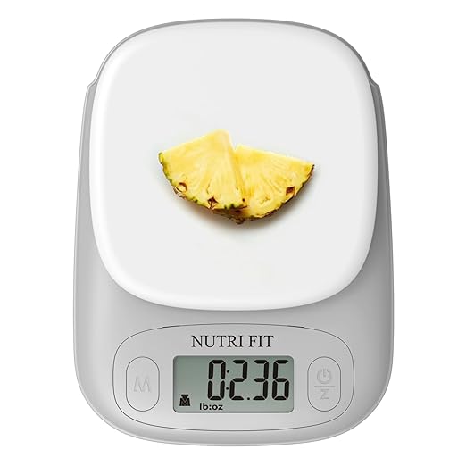 Small Food Scale Digital Kitchen Scales Weight Grams Ounces White | 3-Stage Precision, Max 11lbs, Portable Compact Design, Accurate for Cooking Baking Jewelry Coffee Postage, 2 AAA Batteries by NUTRIFIT