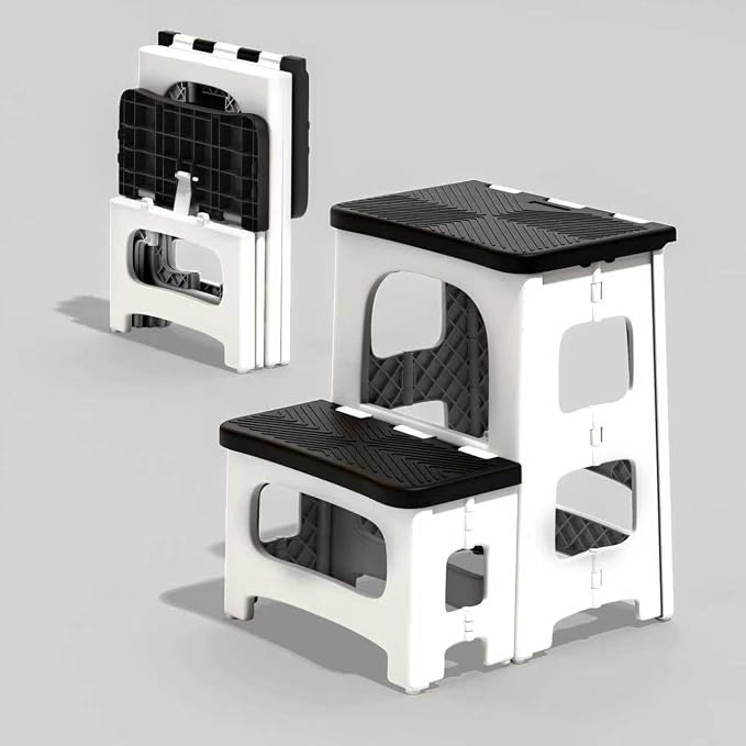 2 Step Stool Foldable, Non-Slip Steps, Folding Step Stool for Adults & Kids, Plastic Stool Pool Ladder, Collapsible Stools 2 Step Ladder for Kitchen Toilet Bedroom Office RV, Holds 330 lbs - Image 8