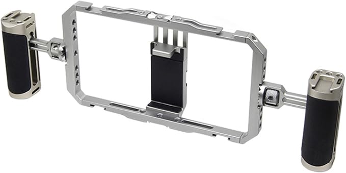 Universal Phone Cage, Aluminum Alloy Smartphone Video Rig with 30 1/4 Screw Holes and 6 Cold Shoe Mounts, for Action Cameras and Mirrorless Setups by FAUOSWUK