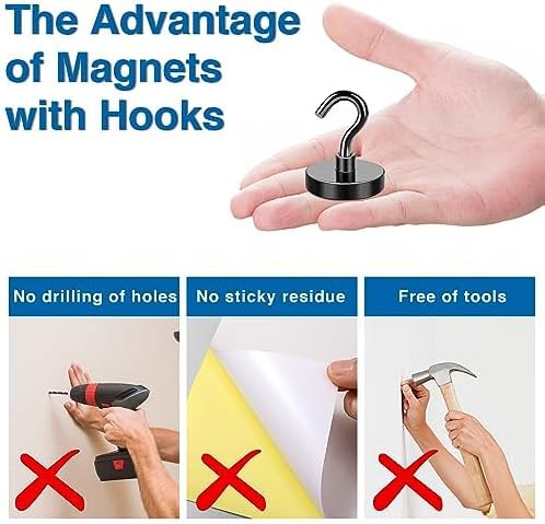 LOVIMAG Magnetic Hooks, Cruise Essentials 2026, 25 Pack-85LBS | Heavy Duty Strong Magnet Hook for Cruise Cabin, Refrigerator Fridge, Ship, Classroom, Kitchen Grills, Black - Image 7