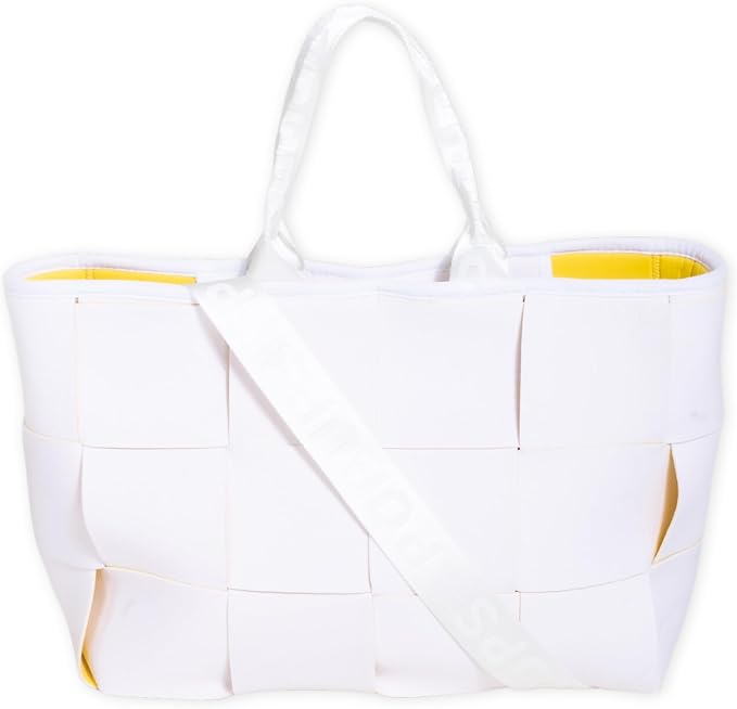 POPUPS Interwoven Large Neoprene Foldable Tote Bag, Weekender Bag for Women - Travel Crossbody Purse by POPUPSBrand