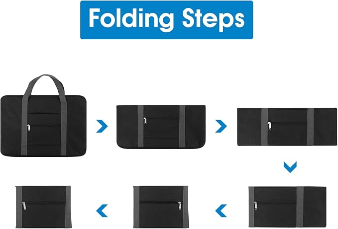 Narwey Carry on Luggage 22x14x9 Airline Approved Foldable Duffle Bag for Travel Packable Duffel Bag for Traveling Airplane for Women and Men 40L (Black (With Shoulder Strap)) - Image 6
