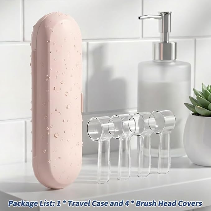 Electric Toothbrush Travel Case for Oral-B Toothbrushes - 4 Pcs Toothbrush Head Covers Compatible with Oral B Electric Toothbrush Heads (Pink) - Image 7