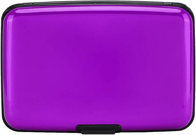 RFID Blocking Credit Card Protector Aluminum ID Case Hard Shell Business Card Holders Metal Wallet for Men or Women (Aluminum, Purple) | RFID Blocking Credit Card Protector Aluminum ID Case Hard Shell Business Card Holders Metal Wallet for Men or Women by ELFISH