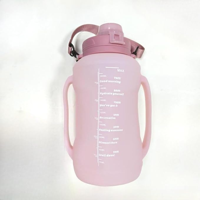 64oz Collapsible Silicone Water Bottle with Straw, BPA-Free,Foldable Water Jug with Handle for Gym, Hiking, Camping,Fishing (Pink) - Image 2