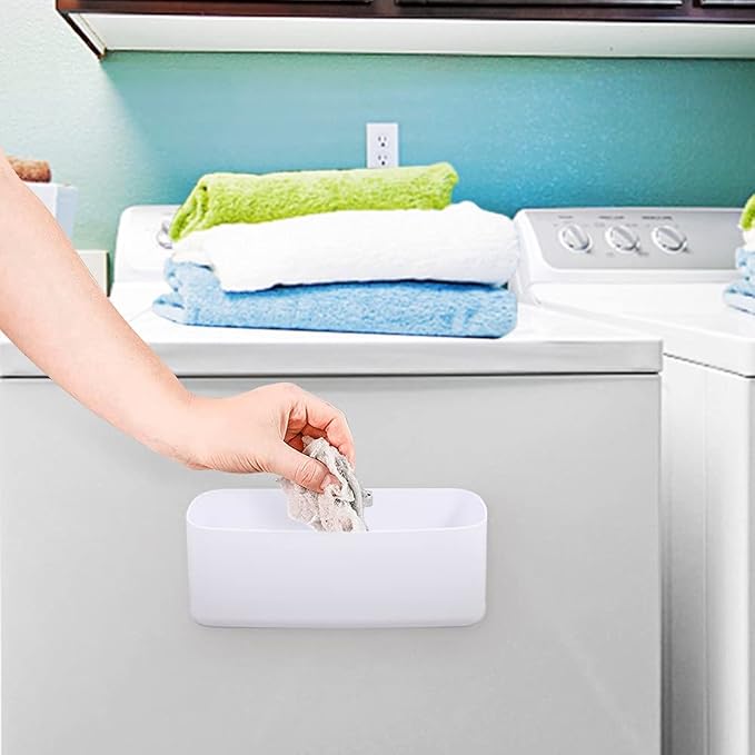 Picowe Magnetic Laundry Storage, Lint Holder Bin for Laundry Room, Space-Saving Trash Container Hanging on Dryer, Washer or Wall Mount Trash Bin (Gray White) - Image 4